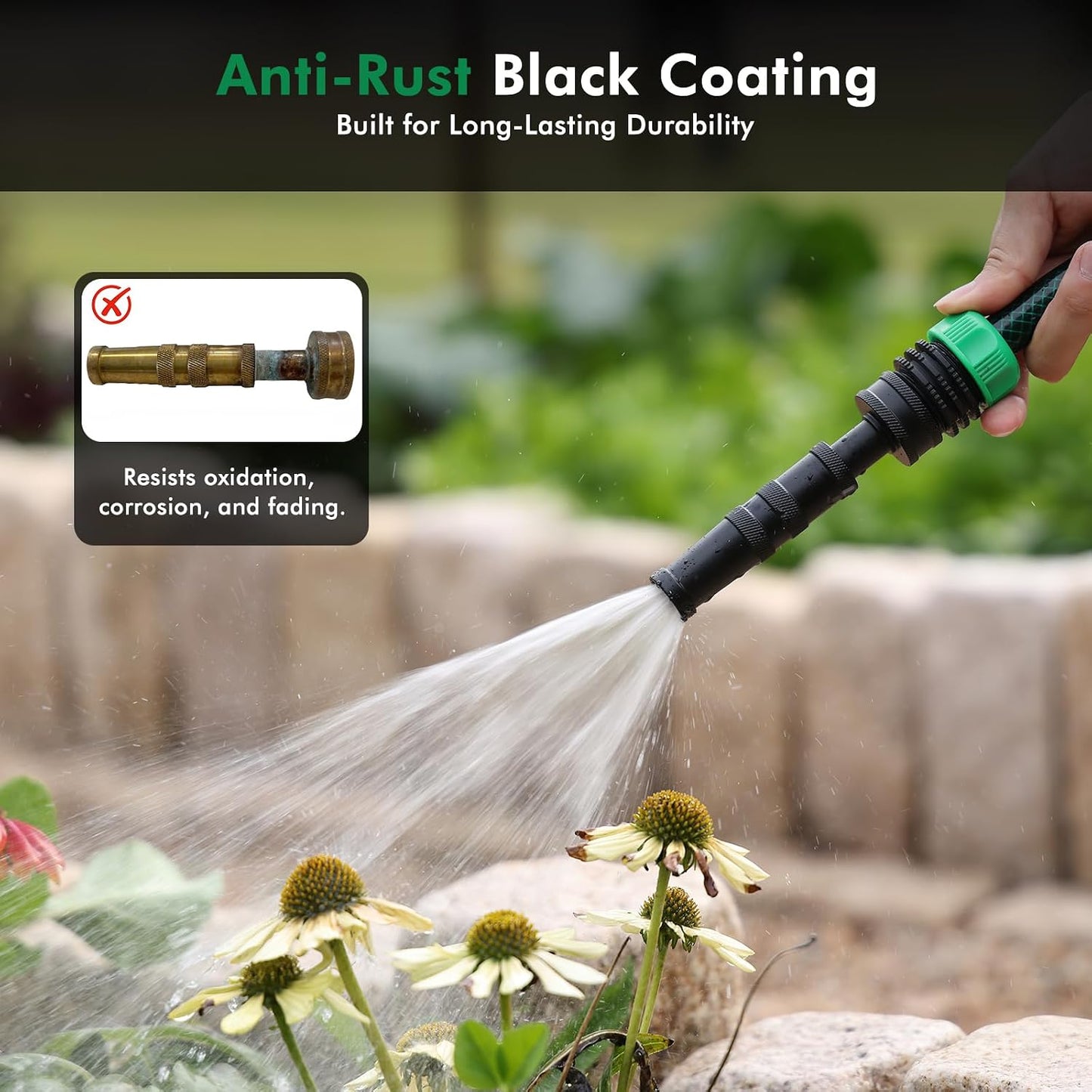 RESTMO Metal Water Hose Nozzle, Heavy Duty Brass Nozzle | High Pressure, Garden Hose Sprayer, For Outdoor