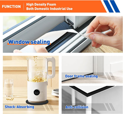 MAGZO Weather Stripping Door Seal, 1/2 Inch Wide X 1/8 Inch Thick Adhesive Foam Tape Soundproof Weatherstripping for Windows, 3 Rolls Total 50FT Black