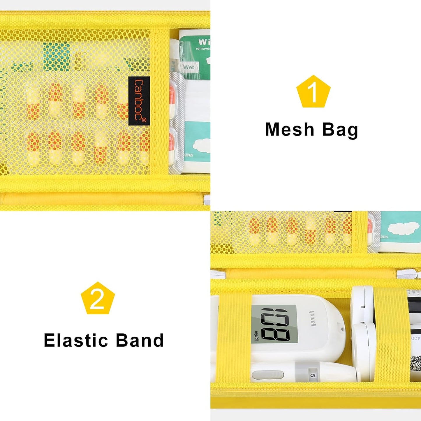 Canboc Diabetic Supplies Case, Carrying Organizer for Glucose Meter, Lancing Device, Blood Sugar Test Strips, Lancets, Insulin Pens, Alcohol Wipe and Other Diabetes Care Accessories, Rose Gold