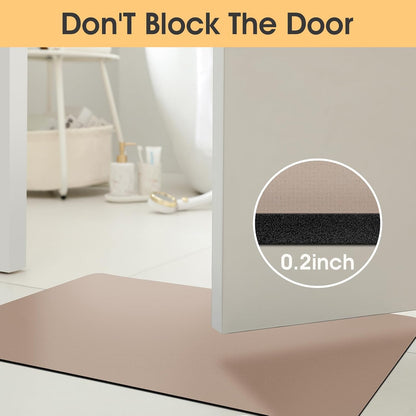 ACCUMTEK Non Slip Bath Mat, Thin Bathroom Rugs Fit Under Door, Quick Dry Bath Mats, Machine Washable Bath Rugs for Bathroom, Bathtub & Kitchen, Grey/Bordered/24 x17