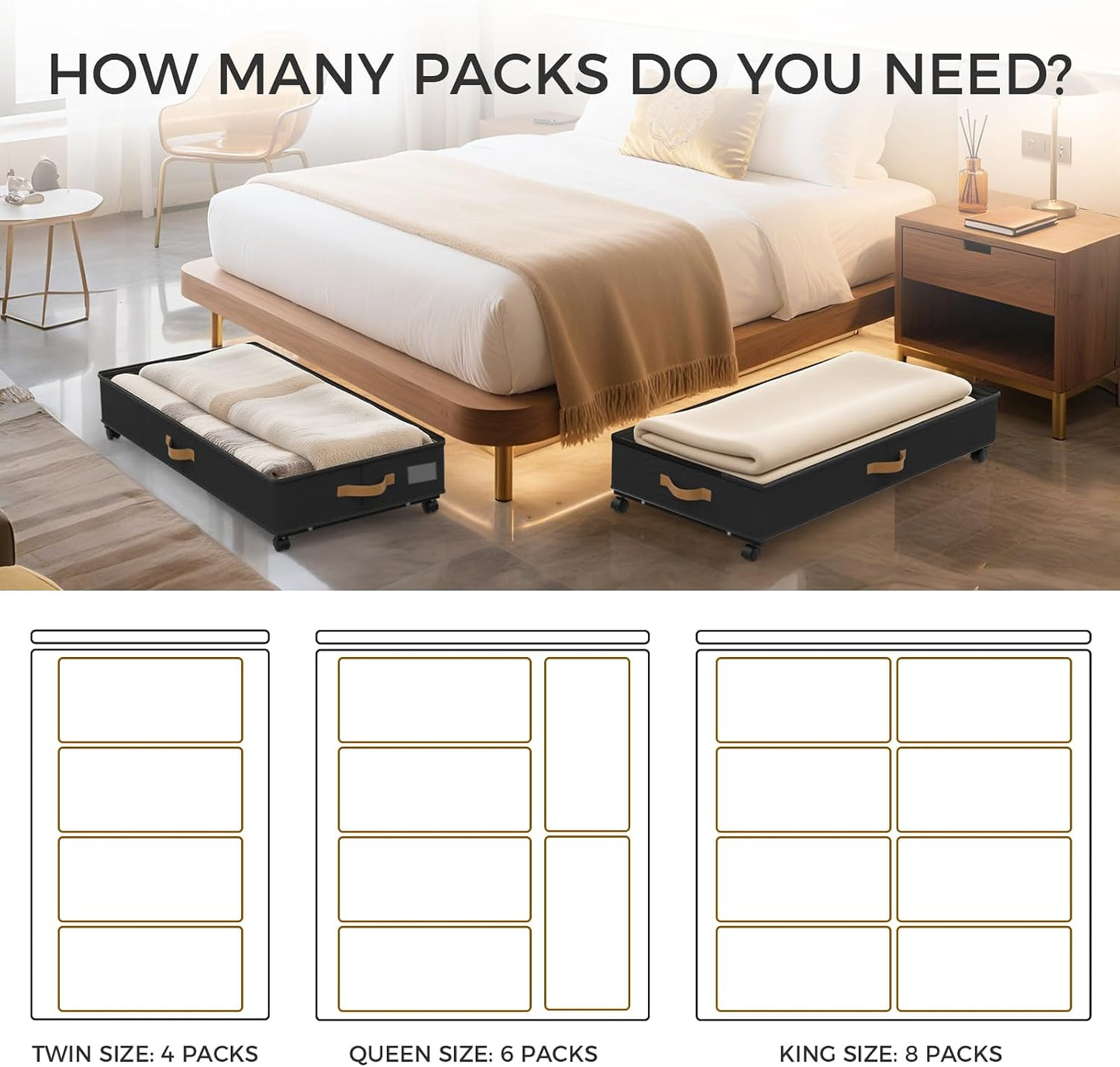 Under Bed Storage with Wheels 2-Pack, 75L XXL Under the Bed Storage Containers Large, 12" Tall Adjustable Storage for Underbed with Lids, Rolling for Shoes, Clothes, Blankets (Grey)
