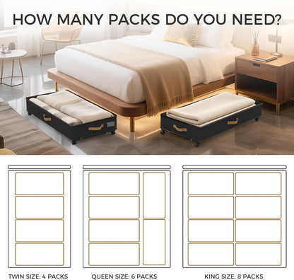 Under Bed Storage with Wheels 2-Pack, 75L XXL Under the Bed Storage Containers Large, 12" Tall Adjustable Storage for Underbed with Lids, Rolling for Shoes, Clothes, Blankets (Grey)