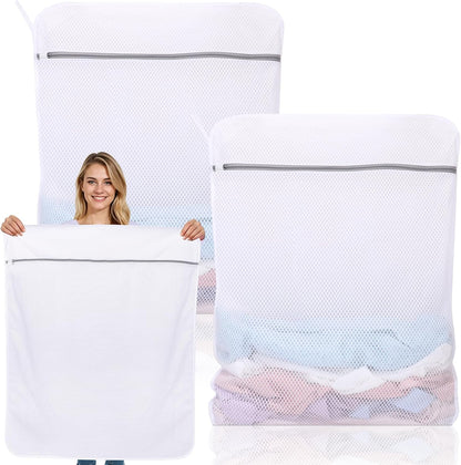 Dntorx 2 Pack XX-Large Mesh Laundry Bags for Delicates, 24 x 32 Inches Reusable Laundry Bag Durable Wash Bags for Washing Machine for College, Family, Travel, Storage