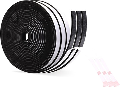 Black Foam Insulation Tape with Self-Adhesive Backing,Closed Cell Foam Weatherstripping 1/2 inch Wide x 3/8 inch Thick,Soundproofing Door Weather Seal Strip for Door and AC Window Seal,High Denisty