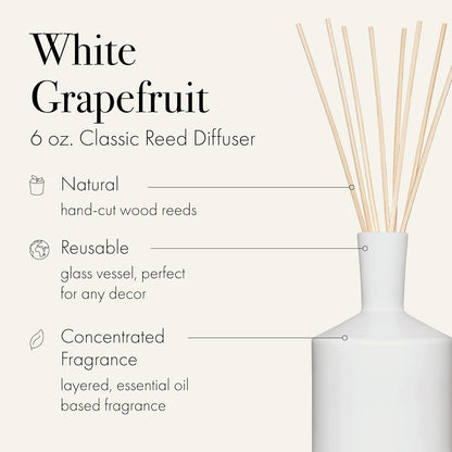 LAFCO New York Classic Reed Diffuser, Sea & Dune - 6 oz - Up to 3 Months Fragrance Life - Reusable Glass Vessel - Natural Wood Reeds - Made in The USA
