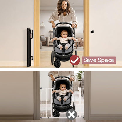 Retractable Baby Gate, Momcozy Mesh Baby Gate or Mesh Dog Gate, 33" Tall,Extends up to 55" Wide, Child Safety Gate for Doorways, Stairs, Hallways, Indoor/Outdoor