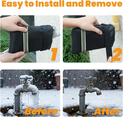 2-Packs Outdoor Faucet Covers for Winter – Thickened Anti-Freeze Protection Socks with Reflective Strip, Waterproof Insulated Spigot Cover, Reusable Frost Guard for Garden & Yard Faucets (2PCS)