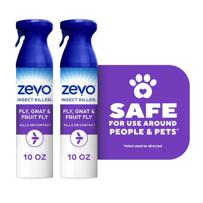 Zevo Flying Insect Killer Spray - Fruit Fly, Gnat, Fly & Mosquito Bug Spray for Home Use with Rosemary & Cornmint Oil - Indoor & Outdoor Use (3 Bottles)