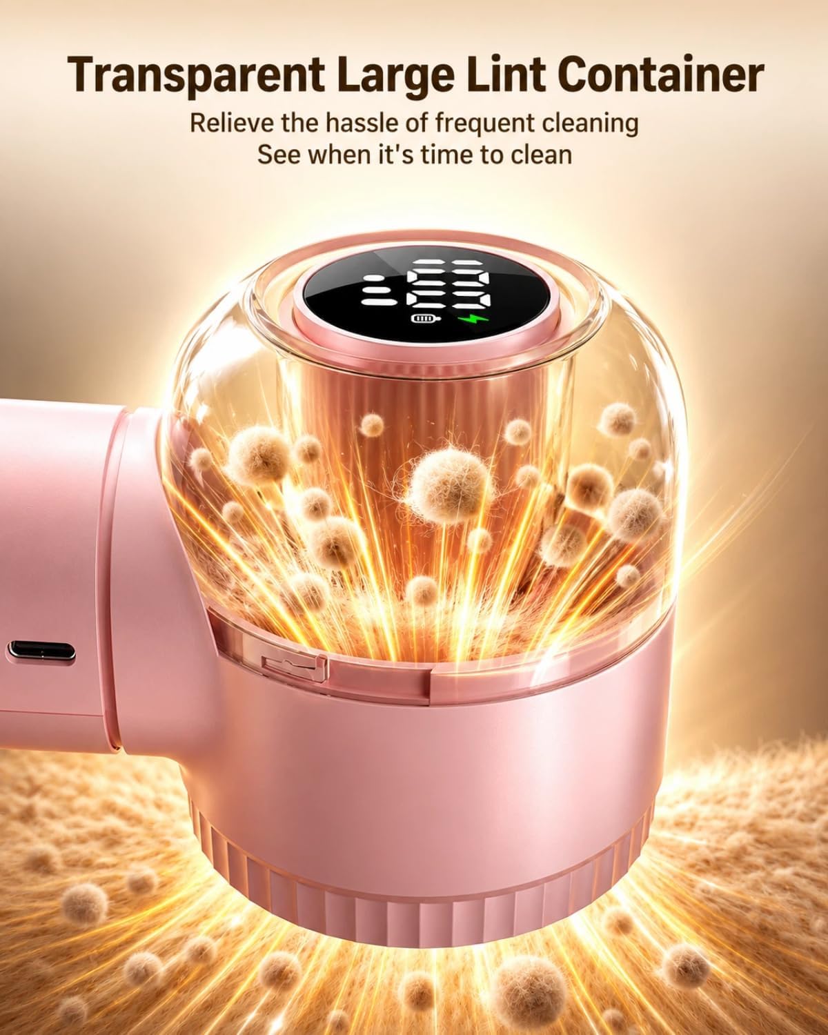 Fabric Shaver, 𝟮 𝗶𝗻 𝟭 Rechargeable Lint Remover with Brush, Large Sweater Shaver with Digital Display, 3 Speeds Lint Shaver, 6-Leaf Blades Lint Remover for Clothes, Sofa, Bedding, White