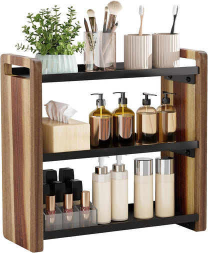 Bathroom Counter Organizer,Bathroom Counter Shelf,Bathroom Organizers,Under Sink Organizer,Cologne Organizer For Men,Colognes Stand,Cologne Cabinet,Vanity Shelf(Black 2 Tier)