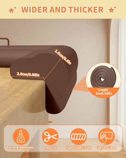 16.4FT L-Shape Baby Corner Protector Guards, Pre-Taped, 0.47''Thick | Edge Safety Bumpers for Furniture & Sharp Table Corners, with 10 Corners, Waterproof Soft Foam Adhesive Guard Cushion, White