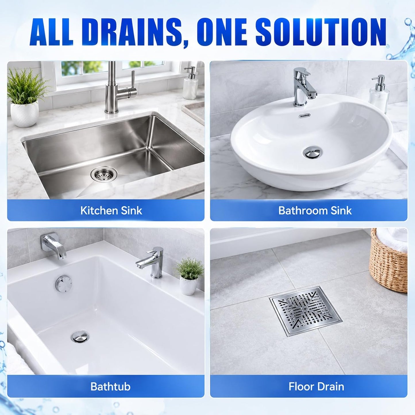 Gel Drain Cleaner Clog Remover: All-Purpose Cleaning Solution for Kitchen, Bathroom & Shower Drains | Prevents Build-Up | Safe for Household Pipes & Septic Systems（2Pcs）