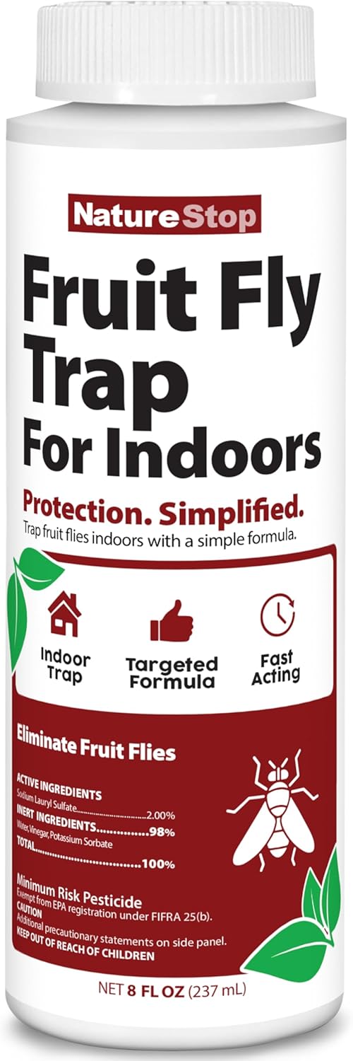 Fruit Fly Trap for Indoors – Attracts & Traps Fruit Flies in Kitchens, Drains & Trash Areas, 32 oz