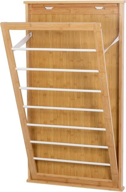 Honey-Can-Do Wall-Mounted Clothes Drying Rack, Bamboo, Collapsible, 23 in W x 27.25 in H