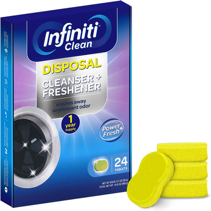 Garbage Disposal Cleaner and Deodorizer Tablets - Kitchen Sink Cleaner and Deodorizer, Septic Safe, Lemon Scent, Removes Odor-Causing Residues (12 Pack)