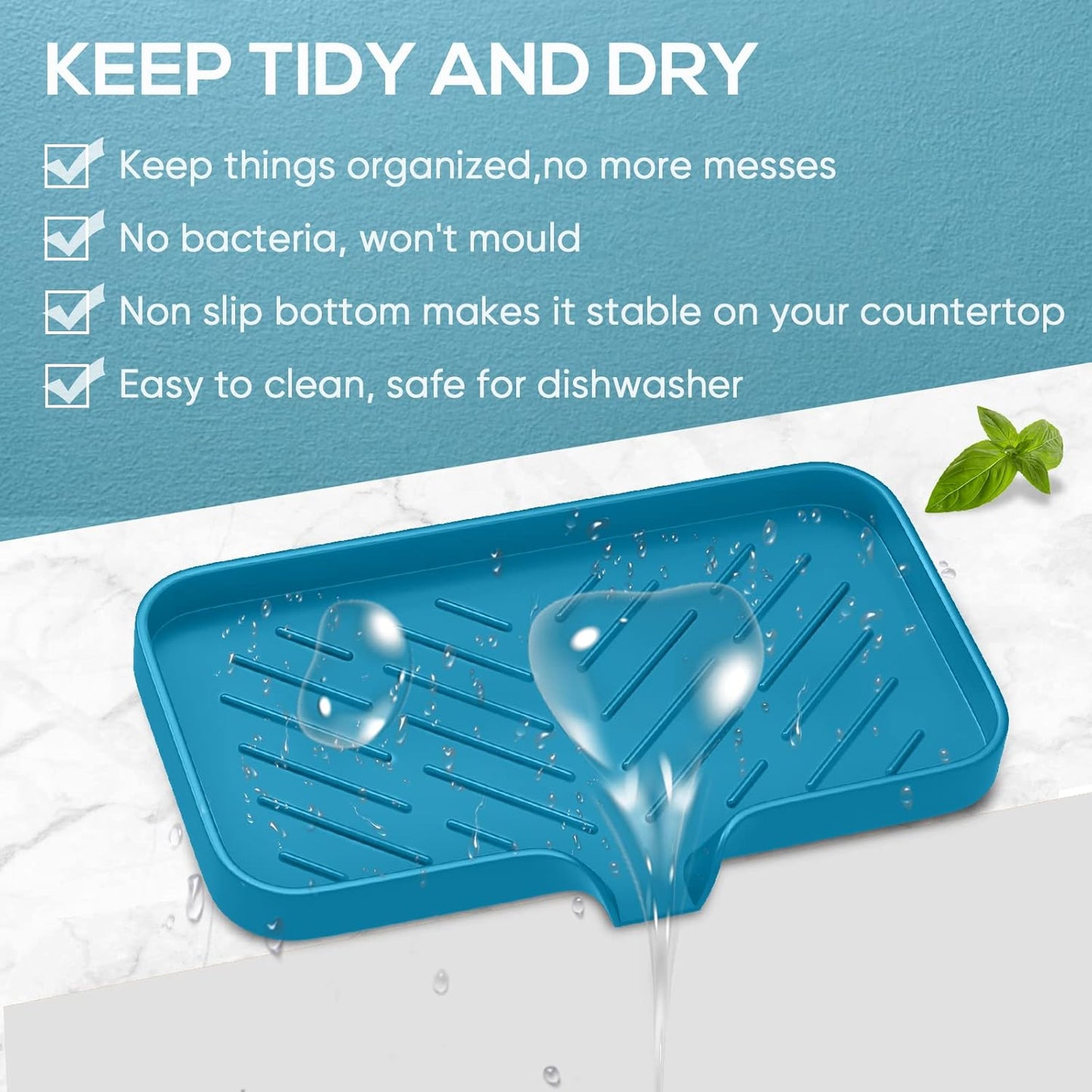 Kitchen Soap Tray,Kitchen Sink Tray Sponge Tray Kitchen Sponge Holder Self Draining Premium Silicone Soap Holder for Bathroom Counter Sink Caddy Organizer for Dish Soap Bottle,Soap Dispenser