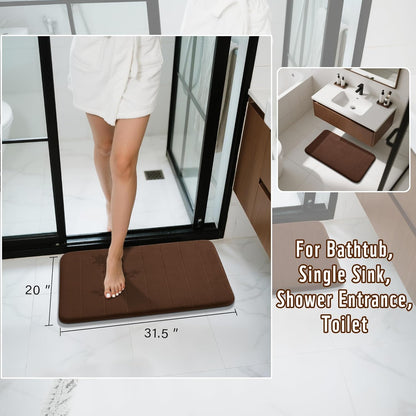 Yimobra Memory Foam Bath Mat, Super Soft Absorbent Bathroom Rug Non Slip, Quick Dry, Machine Washable Floor Carpet for Tub Shower, Home Decor Accessories, 24x17, Grey