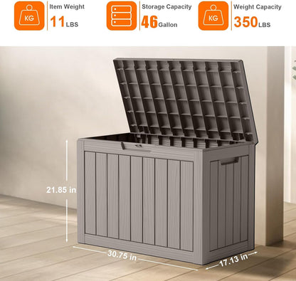 230 Gallon Large Outdoor Storage Box Waterproof, UV Resistant Resin Deck Box with Hydraulic Rod & Lockable Latch for Patio Furniture, Outside Storage Box for Garden Tools, Patio Cushions, Black