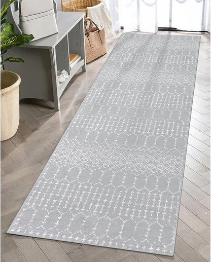 Lahome Moroccan Entry Rug 2x3, Non-Slip Washable Front Indoor Door Mat Rubber Backing Low-Profile Door Rugs, Small Geometric Print Distressed for Entryway Bathroom Kitchen, Black Hana