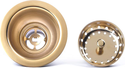 3-1/2 Deep Cup Kitchen Sink Drain Assembly, 304 Stainless Steel Construction With Fixed Post Basket and Long Extended Shank/CAS Approved and White Finish