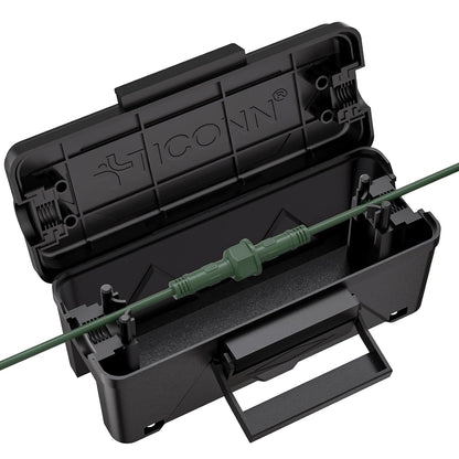 TICONN Outdoor Electrical Box, IP54 Splash-Proof Outdoor Extension Cord Cover, Protects Power Strip, Plug, Socket, Timer, Holiday Lights (Black, Small)