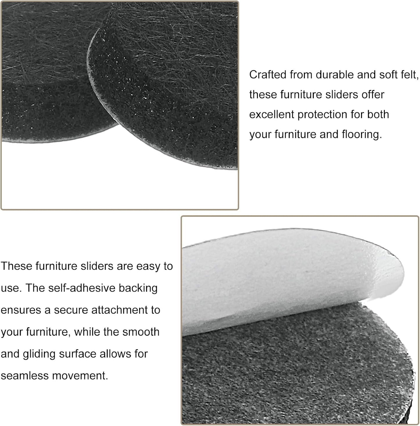 uxcell Furniture Pads, 36Pcs 0.5" - Round Self Adhesive Felt Furniture Pads, Floor Protectors for Furniture Feet Chairs Legs Hardwood Floors (Black)