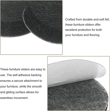 uxcell Furniture Pads, 36Pcs 0.5" - Round Self Adhesive Felt Furniture Pads, Floor Protectors for Furniture Feet Chairs Legs Hardwood Floors (Black)
