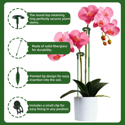 Plant Support Stakes for Indoor - 15pcs Garden Sticks with 3 Adjustable Heights for Monstera/Orchid/Pepper/Flower, Plants Holder Pole with 6 Clips