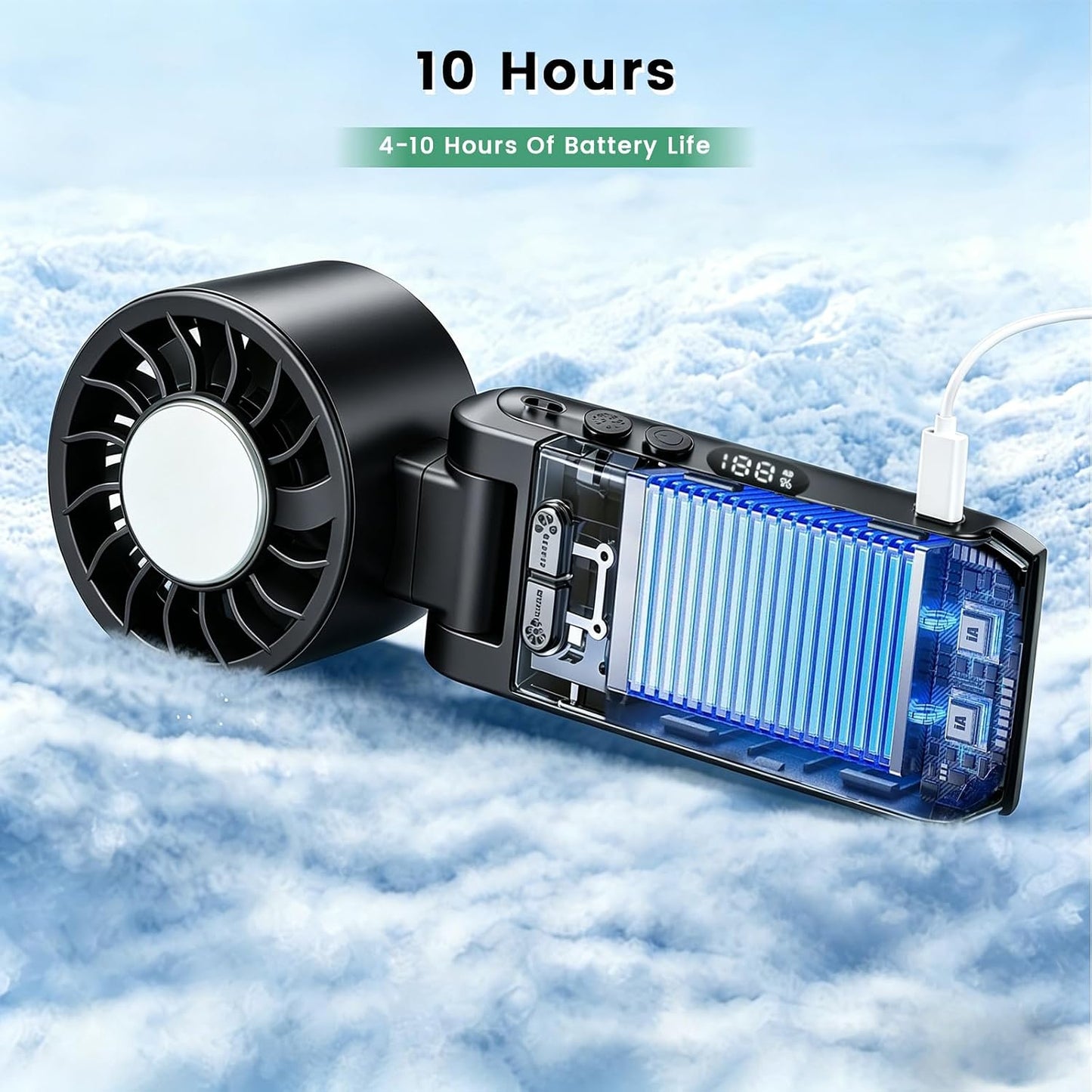 4-IN-1 Clip-On Portable Fan Rechargeable Handheld Mini Fan with lce Cooler,5 Gear High Speed 360° Rotatable Small Fans, for Outdoor, Travel, Beach, and Office (Green)