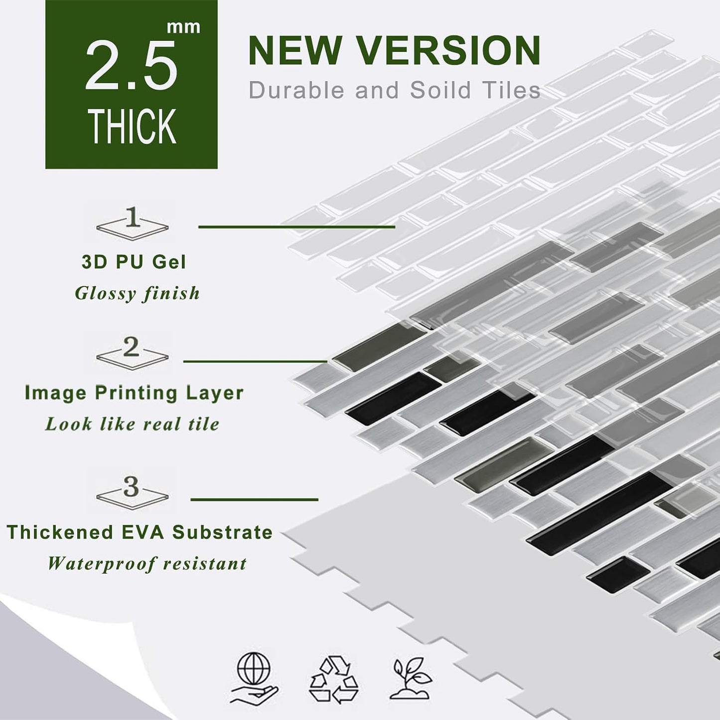 STICKGOO Peel and Stick Backsplash - 10 Sheets of 12”×12” - 3D Self Adhesive Peel and Stick Tile Backsplash for Kitchen & Bathroom