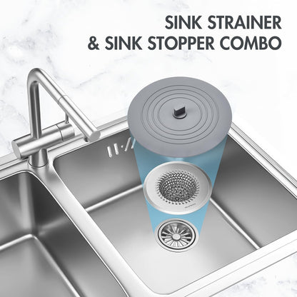 Reversible Kitchen Sink Drain Strainer Basket for Sink & Garbage Disposal | Easy Clean, Anti-Clogging, Fast Drainage, Anti-Slip, Anti-Rust, 304 Stainless Steel, Large Capacity, 4.4",Patented Chain Mesh