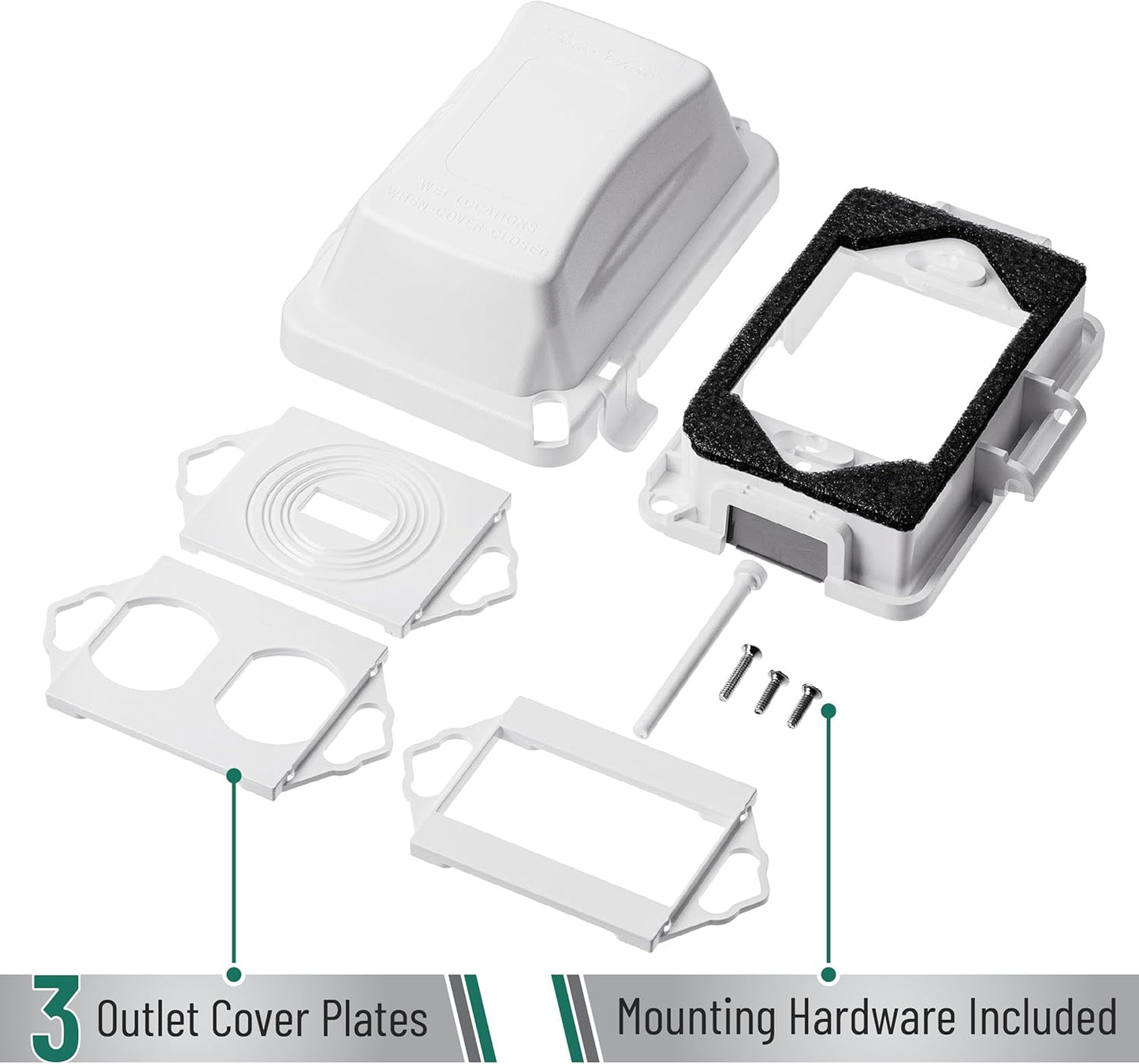 Bates- Weatherproof Electrical Outlet Cover, 1-Gang Outdoor Plug Cover | For Protection Against Rain Dust & Outdoor Use