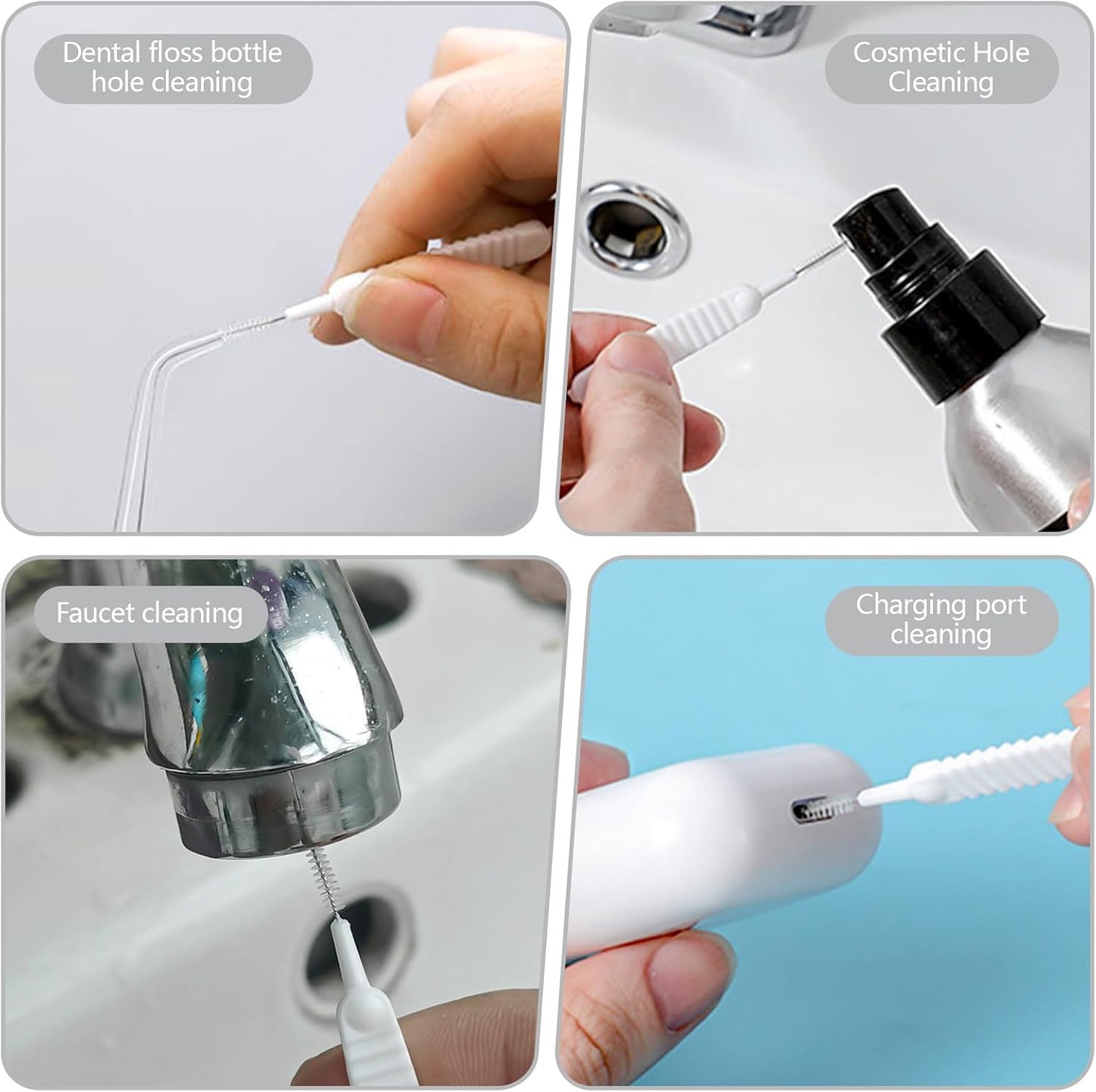 100 Pieces Mini Shower Head Cleaning Brush Multifunctional Gap Hole Anti-Clogging Nylon Pore Gap Cleaning Brush for Window Slot Phone Keyboard Car Vent Straw Bathroom Shower Cleaning Tool (White)