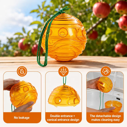 2 Pack Wasp Trap Outdoor Hanging, Resuable Yellow Jacket Trap, Hornet Catcher and Carpenter Bee Traps for Outside