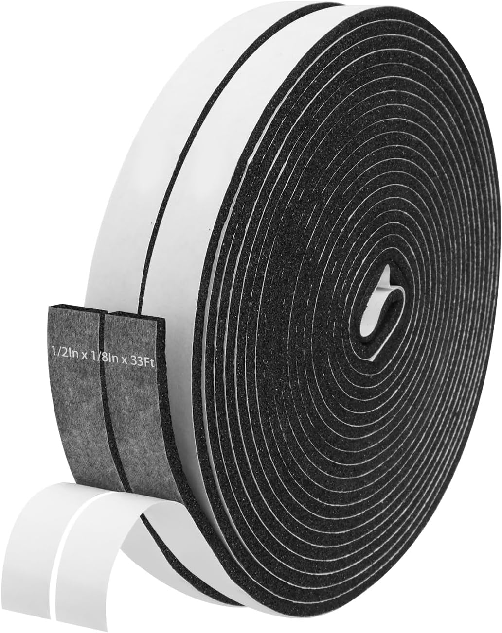 Storystore Weather Stripping Door Seal Strip, 1/2In x 1/4In x 16.5FT Self Adhesive Foam Tape for Door Window Insulation Soundproofing Weatherstrip, High Density Foam Seal for Doors Windows Furniture