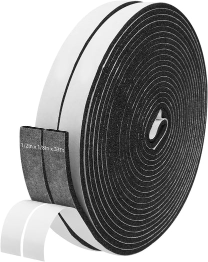 Storystore Weather Stripping Door Seal Strip, 1/2In x 1/4In x 16.5FT Self Adhesive Foam Tape for Door Window Insulation Soundproofing Weatherstrip, High Density Foam Seal for Doors Windows Furniture