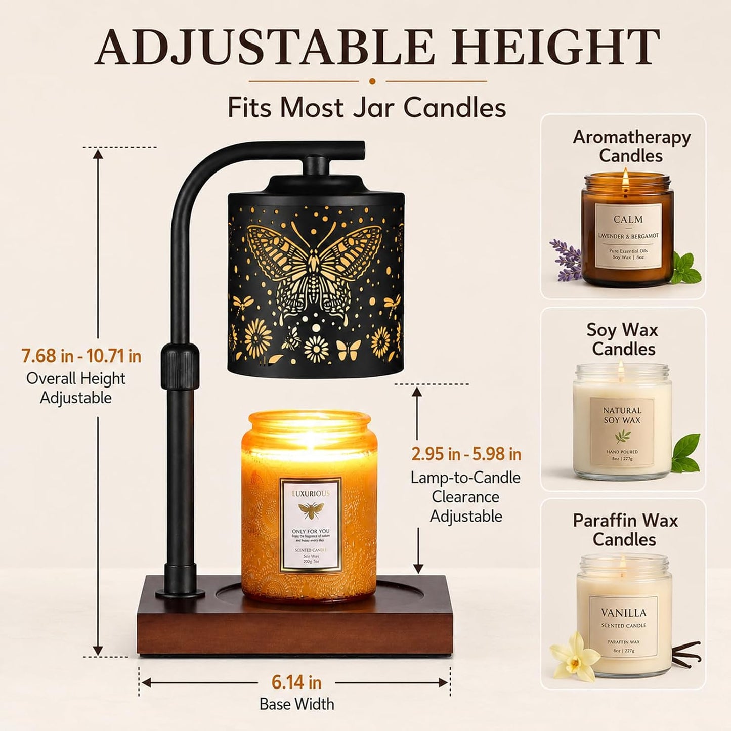 mocosa Candle Warmer Lamp with Adjustable Height Dimmable for New Home Decor Electric Candle Warmer for Jar Candles Birthday Gifts for Women Mom(Hummingbird)