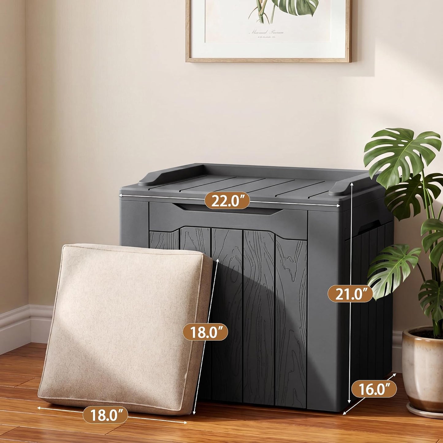 JUMMICO 31 Gallon Resin Deck Box Waterproof Indoor Outdoor Storage Boxes for Patio Furniture Cushions and Garden Tools (Brown)