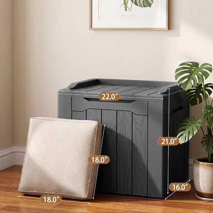 JUMMICO 31 Gallon Resin Deck Box Waterproof Indoor Outdoor Storage Boxes for Patio Furniture Cushions and Garden Tools (Brown)