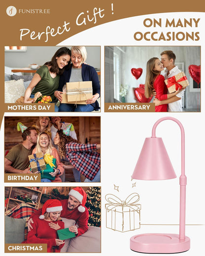Candle Warmer Lamp Wood with Timer, Dimmable Electric Candle Lamp Warmer for Jar Candles, 2*35 Watt Bulb, Mothers Day Birthday Gifts for Women Men, Decorative Wooden Candle Lamp for Bedroom Home Decor