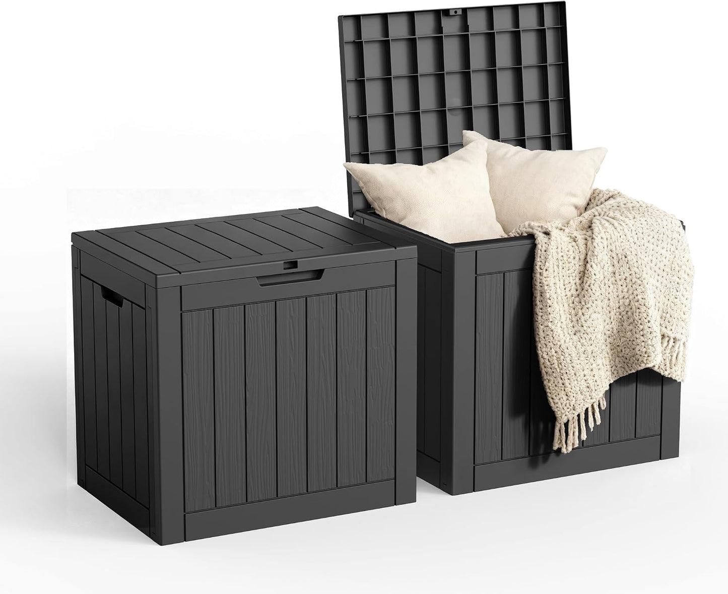 320 Gallon Outdoor Storage Box,Large Waterproof UV Resistant Deck Box,Lockable Storage Container for Patio Furniture Cushions Garden Tools and Pool Accessories(Black)