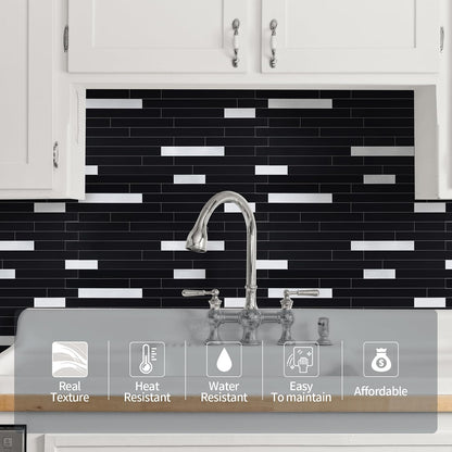 Yipscazo 2026 New Upgrade 11.34" X 11.57" Peel and Stick Backsplash, Stick on Backsplash Tiles for Kitchen, Bathroom, Fireplace (10 Sheets, Beige Rocks + Rose Gold)