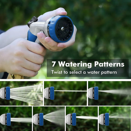 RESTMO Garden Hose Nozzle, Heavy Duty Metal Water Hose Nozzle with 7 Adjustable Spray Patterns, High Pressure Hand Sprayer with Flow Control for Watering Plants & Lawns, Washing Cars & Pets