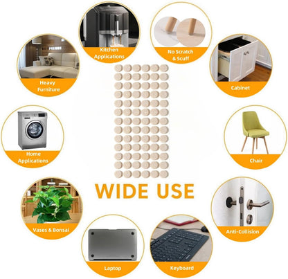 Furnigear Felt Furniture Pads for Hardwood Floors - Self Adhesive Chair Felt Pads, Floor Protector for Furniture Feet, Furniture Sliders Moving Your Furniture Smoothly - Anti Scratch 96 Pcs 3/4" Round