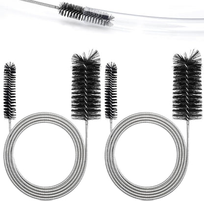 2-Pack Flexible Dual-Ended Aquarium & Kitchen Tube Brush – Stainless Steel Core with Durable Black Plastic, 61-Inch Long Cleaning Tool for Hoses, Pumps, and Narrow Pipes（Black）