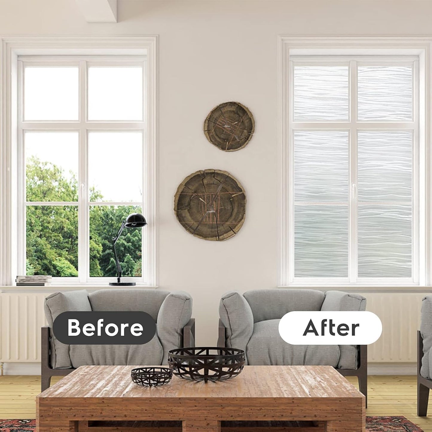 rabbitgoo Window Privacy Film Frosted Glass Film Removable Vinyl Door Coverings UV Blocking Decorative Static Cling Non-Adhesive Window Clings Sticker for Home Decor, 17.5 x 78.7 Inches