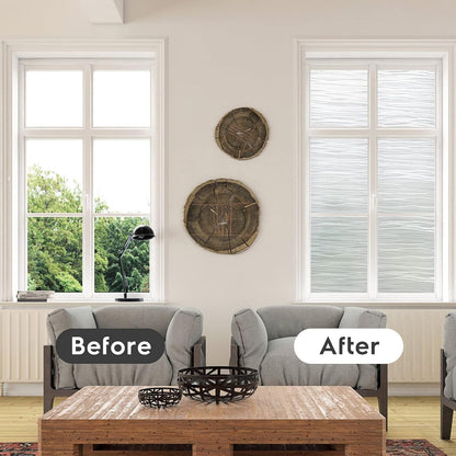 rabbitgoo Window Privacy Film Frosted Glass Film Removable Vinyl Door Coverings UV Blocking Decorative Static Cling Non-Adhesive Window Clings Sticker for Home Decor, 17.5 x 78.7 Inches