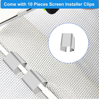 Window Screen Repair Kit Mesh Screen Spline Roller Repair Tools Kit with Screen Installer Clips, Metal and Plastic Spline Fixing Tool Kit for Window Screen1