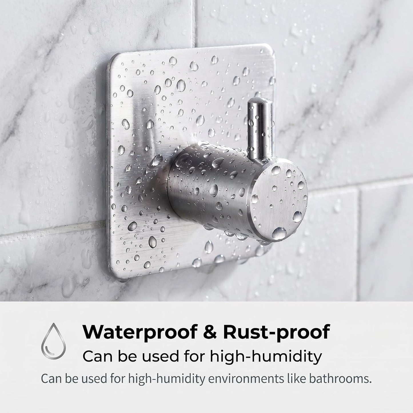 Fotosnow Adhesive Towel Hooks 15lbs Heavy Duty Wall Hooks Waterproof Stainless Steel Hanger for Hanging Coat, Hat, Towel Robe Hook Rack Wall Mount- Bathroom and Bedroom 4-Packs