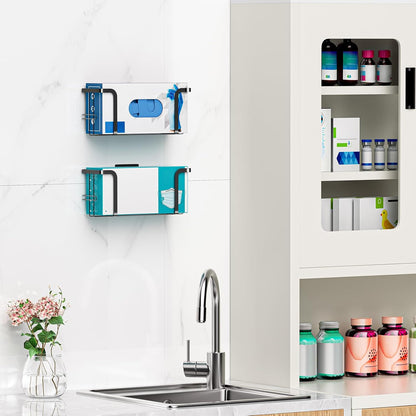 Glove Box Holder for Wall Mount, Glove Dispenser | Rubber Glove Holder, Medical Gloves Organizer Storage, Tissue Box Holder, Disposable Latex Glove Box Rack for Lab, Kitchen